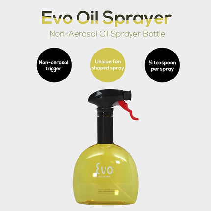 Evo Oil Sprayer 8118 Bottle, Non-Aerosol for Olive Cooking Oils, 8-Ounce Capacity, Set of 2, Green and Yellow