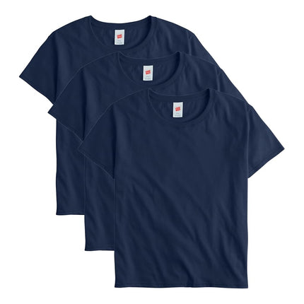 Hanes Womens Essentials Oversized T-Shirt Pack, Cotton Tee for Women, Relaxed Fit, 3-Pack, Athletic Navy, S