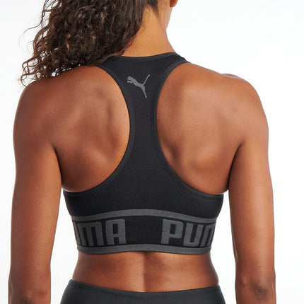 PUMA Women's Seamless Sports Bra, Opaque, Black, M