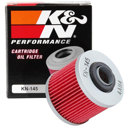 K&N Powersports Oil Filter - Cartridge 55x71mm compatible with Yamaha, Aprilia, Jawa, Derbi, Keeway (KN-145), Black
