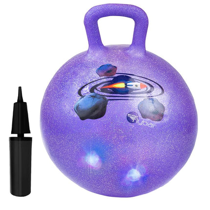 Flybar Hopper Ball for Kids, Inflatable Bouncy Ride-On Ball w/Handle for Indoor & Outdoor Active Play, Includes Pump, Jump Toy for Boys & Girls, Supports Up to 165 lbs, Ages 3+, 18-Inch, Small