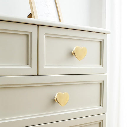 YYMSEN 6 Pcs Brass Heart-Shaped Gold Cabinet Knobs, Suitable for Bathroom & Kitchen Drawer Pulls