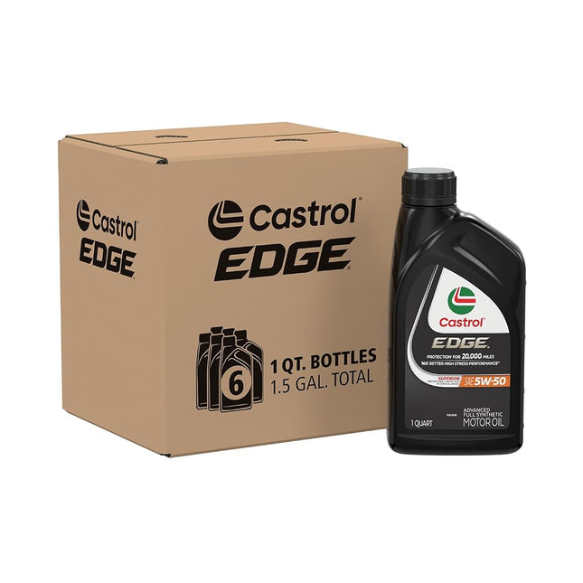 Castrol 06250 Edge 5W-50 SPT Synthetic Motor Oil - 1 Quart Bottle, (Pack of 6)