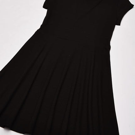 Robe patineuse basique à manches courtes pour filles The Children's Place, noir uni, grande taille
