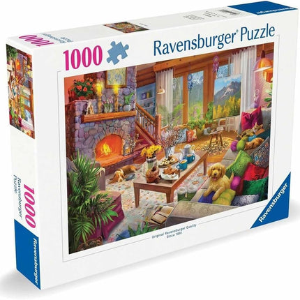 Ravensburger Cosy Cabin – 1000 Piece Jigsaw Puzzle for Adults and Ages 12 Years and Up - Scenic Winter Cabin Design