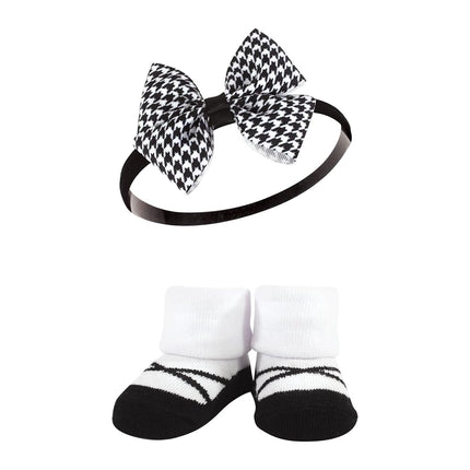 Coffret Cadeau Bandeau et Chaussettes Bébé Fille Hudson, Pied-de-poule Rouge, Taille Unique