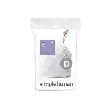 Simplehuman Code D 20L Custom Fit Bin Liners, Whit