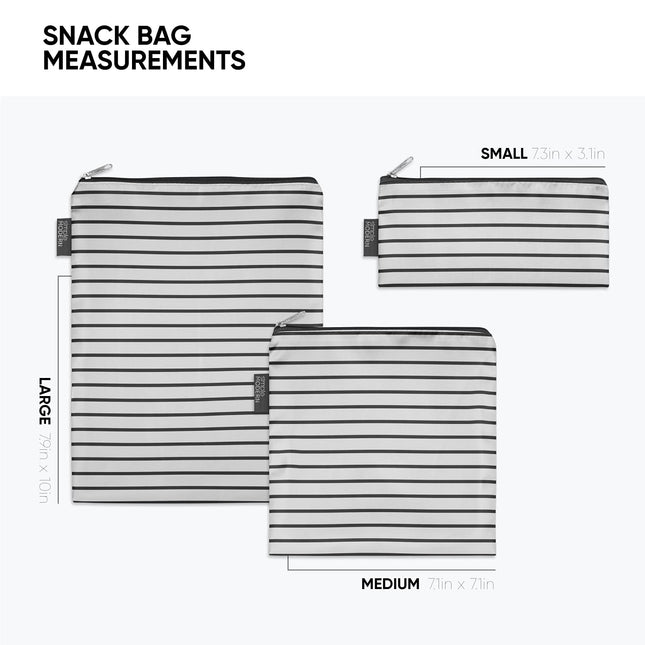 Simple Modern Ellie Reusable Snack Sandwich Bag Food Storage, 3 Pack, Glacier Stripes