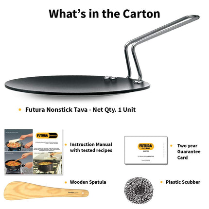 Futura Non-Stick Concave Tava Griddle 4.06mm Thick with Steel Handle, 8.5-Inch
