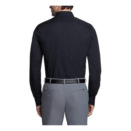 Van Heusen Men's Dress Shirt Fitted Poplin Solid, Black, 18" Neck 36"-37" Sleeve