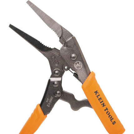 Klein Tools 38612 Long Nose Locking Pliers with Quick Release Handles, Ideal for Tight Spaces, High Torque and Gripping Power, 9-Inch