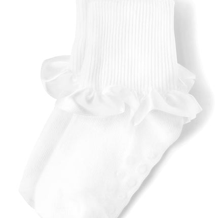 Gymboree Girls' and Turn Cuff Socks, White Fringe, 10-12