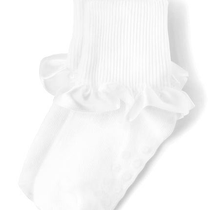 Gymboree Girls' and Turn Cuff Socks, White Fringe,