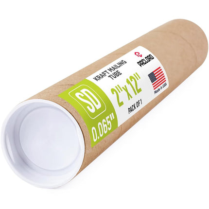 Paclord 2" x 12" Reinforced Kraft Paper Mailing Tube (Pack of 1) with 2 Caps