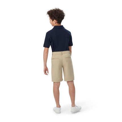 French Toast Boys' Flat Front Performance Stretch Short, FT Khaki, 16 Years