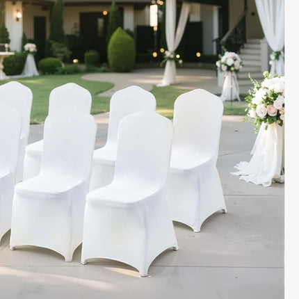 VEVOR 100 Pcs White Chair Covers Polyester Spandex Chair Cover Stretch Slipcovers for Wedding Party Dining Banquet Flat-Front Chair Covers