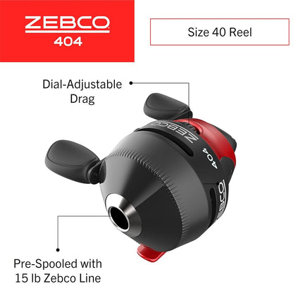 Zebco 404 Spincast Freshwater Combo, 2.8:1 Gear Ratio, 0 Bearings, 6' Length 2pc, 8-12 lb Line Rating, Right Hand, Multi, One Size (1545C602M.NS3)