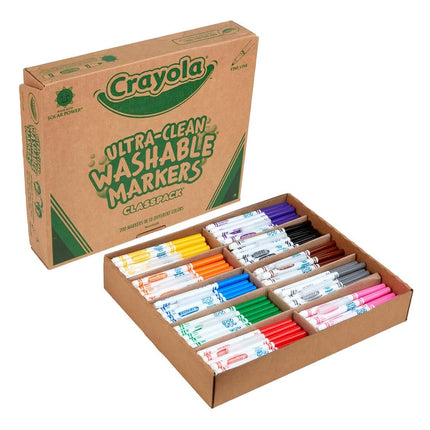 Crayola BIN588211 Ultra-Clean Washable Markers Classpack, Fine Line, 10 Colors, Pack of 200