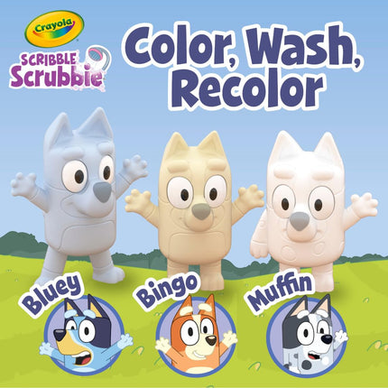 Crayola Scribble Scrubbies Deluxe Bluey Playset (3ct), Toddler Arts & Crafts Kit, Washable Stickers, Bluey Toys, for Grandkids, Ages 3+