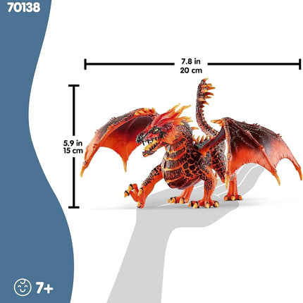 SCHLEICH Eldrador Creatures - 8" Lava Dragon Toy - Movable Wing Action Figure for Boys and Girls - Mythical Creature Figures - Fantasy Beast Figurine - Red Monster Dragon Toys - Kids Ages 7+ | 70138