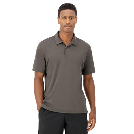 Hanes Moves Performance, Short Sleeve Polo Shirt for Men, Moisture-Wicking, Grey Encore, Large