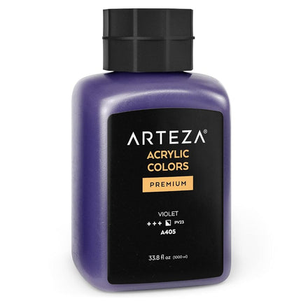 Arteza Acrylic Paint, A405 Violet, 33.8 fl oz, 1000ml Jar, Opaque, Quick-Drying, Acrylic Paints for Painting on Canvas, Paper, and Wood