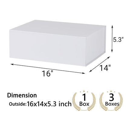 MUMUPACK White Gift Box,16x14x5.3 Large Gift Boxes With Lids For Presents Includes Ribbon And Diy Printable Sticker Paper,Bridesmaid Proposal Box,Magnetic Gift Box For Birthday,Wedding,Graduation