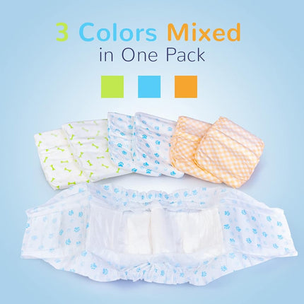 Pet Soft Disposable Dog Wraps - Disposable Male Dog Diapers for Male Puppy Doggy Marking Incontinent 12-72 Counts (M- 12 Count)