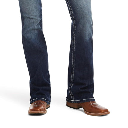 ARIAT Women's R.e.a.l. Mid Rise Stretch Entwined Boot Cut Jean, Marine, 34 Long