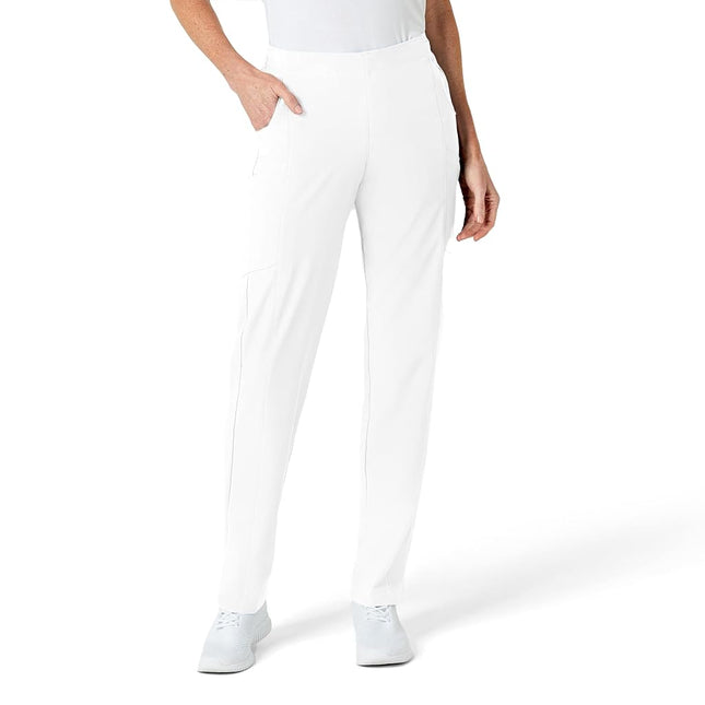 WonderWink Women's Flat Front Cargo Pant, White, S
