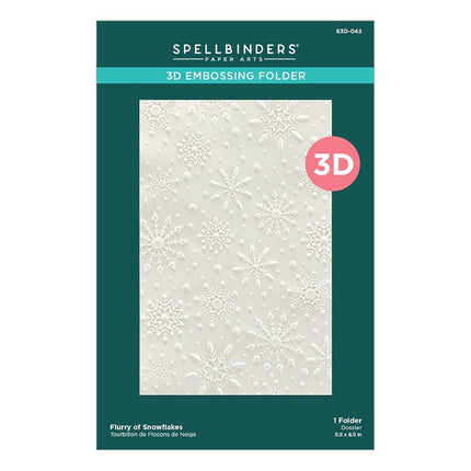 Spellbinders 3D Embossing Folder 5.5"x8.5"-Flurry of Snowflakes, ONE
