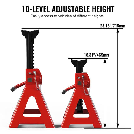 BIG RED T46202 Torin Steel Jack Stands: 6 Ton (12,000 lb) Capacity, Red, 1 Pair