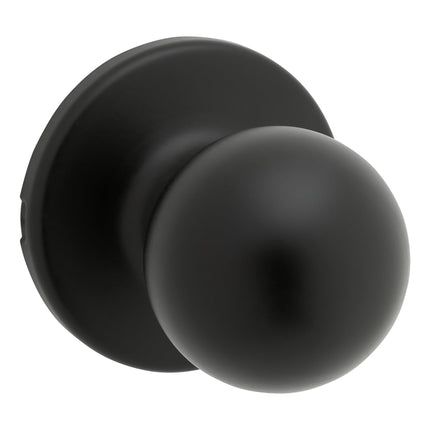 Kwikset Polo Interior Passage Door Knob, Handle for Closet and Hallway Doors, Non-Locking Doorknob in Matte Black, with Microban Protection