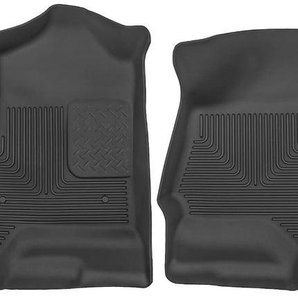 Husky Liners X-act Contour Floor Mats | Fits Various 2014-2020 Chevrolet Silverado, GMC Sierra, Cadillac Escalade & ESV, Yukon & XL, Suburban, Tahoe (See Description) | Front Row, 2-pc Black - 53111