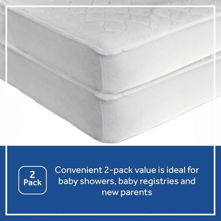 Lot de 2 protège-matelas imperméables Sealy pour lit de bébé/enfant - 100 % imperméable, jupe élastique profonde, lavable en machine et passe au sèche-linge 52"x28" - 2 protège-matelas (blanc)
