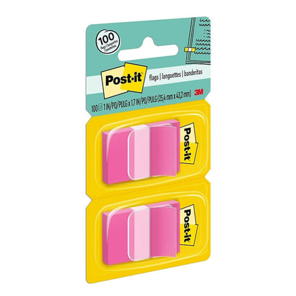 Post-it 680BP2 Standard Page Flags in Dispenser, Bright Pink, 100 Flags/Dispenser