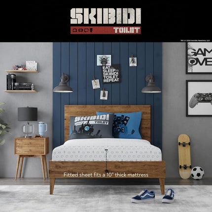 Franco Skibidi Toilet Gamer Bedding 5 Piece Super Soft Reversible Comforter and Sheet Set Full, (Officially Licensed Product)