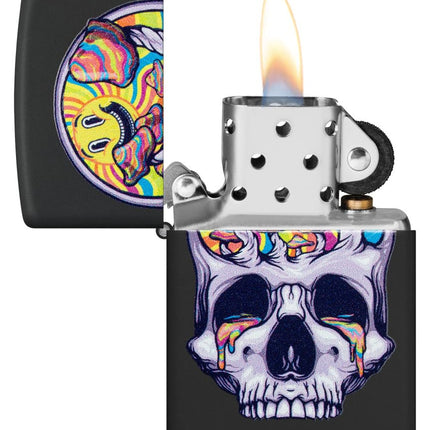 Zippo Skull Moon Design Windproof Lighter, Black Matte