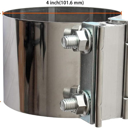 Exhaust Band Clamps 4 Inch Butt Joint Exhaust Pipe Muffler Band Clamp 304 Stainless Steel(4 Pack 4" Butt Lap Joint Exhaust Clamp)