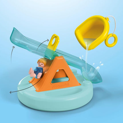 Playmobil 71687 JUNIOR AQUA: Water Seesaw with Boat, including dock and hideaway for animals, sustainable toy made from plant-based plastics, gifting toy, play sets suitable for children ages 1+