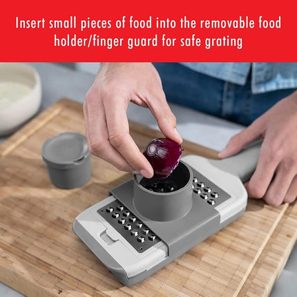ZWILLING Z-Cut Multifunctional Grater, Mandoline, Faster Grating Technology, Zester, Rasp Grater, Slicer, Finger Guard,Grey