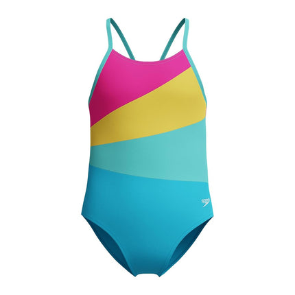 Speedo Girl's Swimsuit One Piece Thin Straps, Bright Picton Blue, 16
