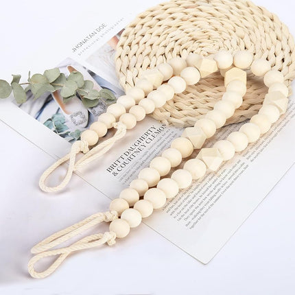 KLOGTSIND Wood Bead Curtain Tiebacks, 6 Pack Curtain Tie Backs with Hooks