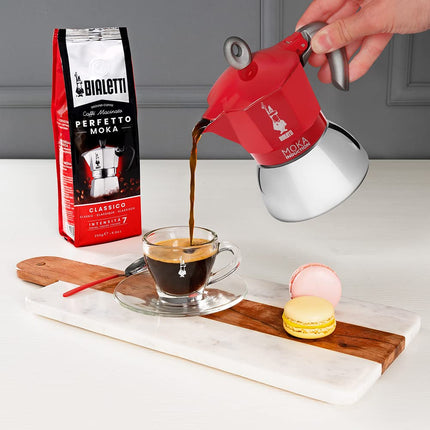 Bialetti New Moka Induction Induction Coffee Maker, 2 Cups, 100 milliliters, Aluminium, Red [Energy Class A+]