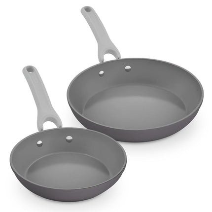 DASH Dream Green Juego de 2 Sartenes de Cerámica y Aluminio Reciclado de 9.5" y 11" - Gris Pizarra