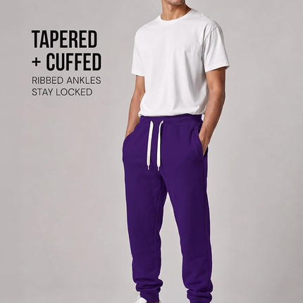 Southpole Men's Basic Active Fleece Jogger Pants-Regular and Big & Tall Sizes, Purple, XXL