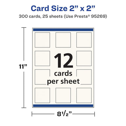 Avery Printable Square Business Cards with Sure Feed Technology, 2" x 2", Ivory Cardstock, Print-to-the-Edge, Laser/Inkjet Cards, 300 Total
