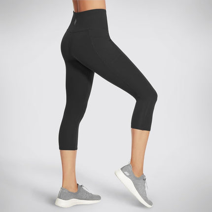 Skechers Womens Go Walk High Waisted Mid Calf Legging, Bold Black, XXXL