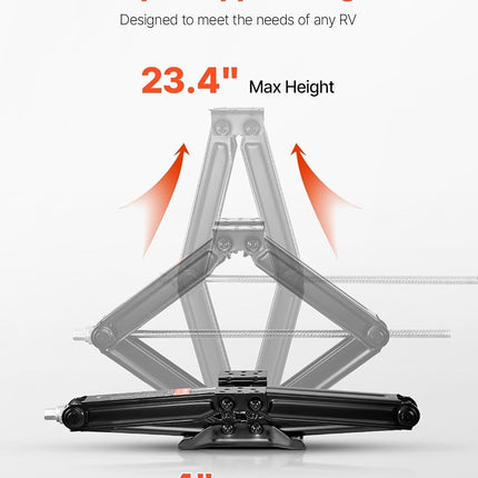 VEVOR 5000 lbs RV Scissor Jacks, 4-23.4 in RV Stabilizer Leveling Scissor Jacks, Set of 4, Heavy Duty Stabilizer Jack with Crank Handle, Socket and Bubble Levels, Not Easily Bent or Deformed