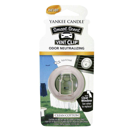 Désodorisant de voiture neutralisant les odeurs Yankee Candle Smart Scent Vent Clip, Coton Frais (Paquet de 4)